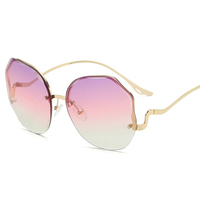 RUOBO moda kobiety gradientowe okulary przeciwsłoneczne bez obramowania Unisex Ocean Water Cut obiektyw metalowe zakrzywione świątynie okulary UV400 okulary 6